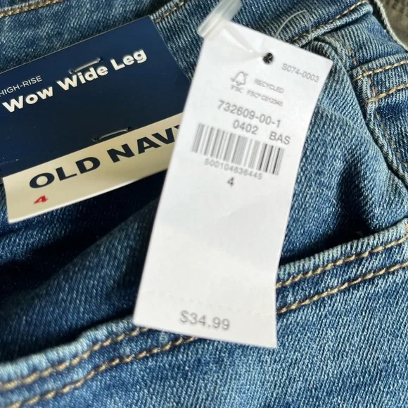Old Navy Blue High-Rise Wow Wide Leg Jeans - Picture 2 of 7